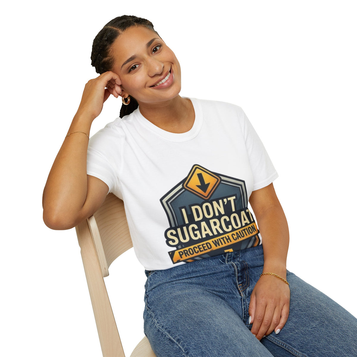 Sagittarius I Don't Sugarcoat T-Shirt — Funny Caution Road Sign Graphic Tee
