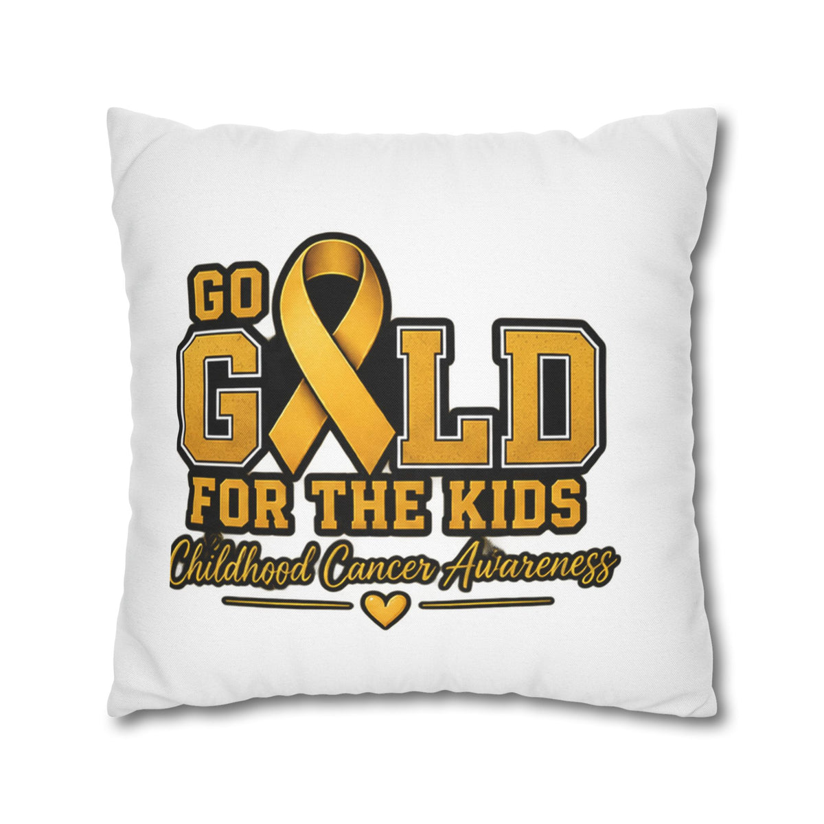 Childhood Cancer Awareness Pillow - "Go Gold For The Kids" Square Throw Pillowcase