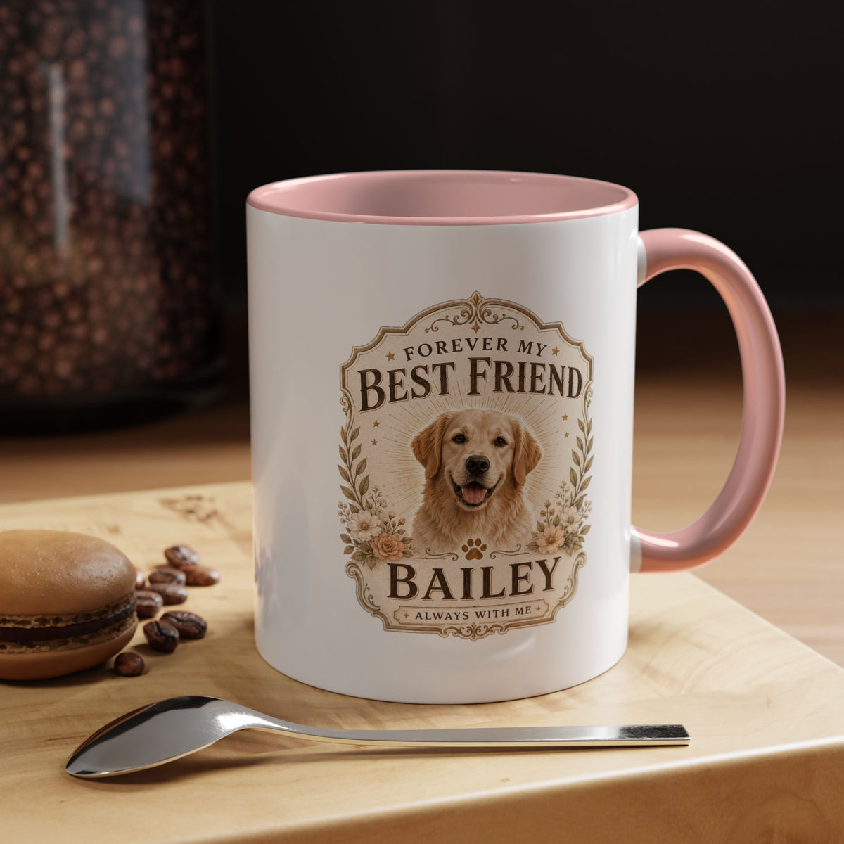 Milo Bailey Dog Dad Mom Forever My Best Friend Dog Coffee Mug — Personalized Pet Name Accent Mug