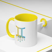 Gemini Zodiac Coffee Mug - Dripping Rainbow Gemini Symbol Accent Mug