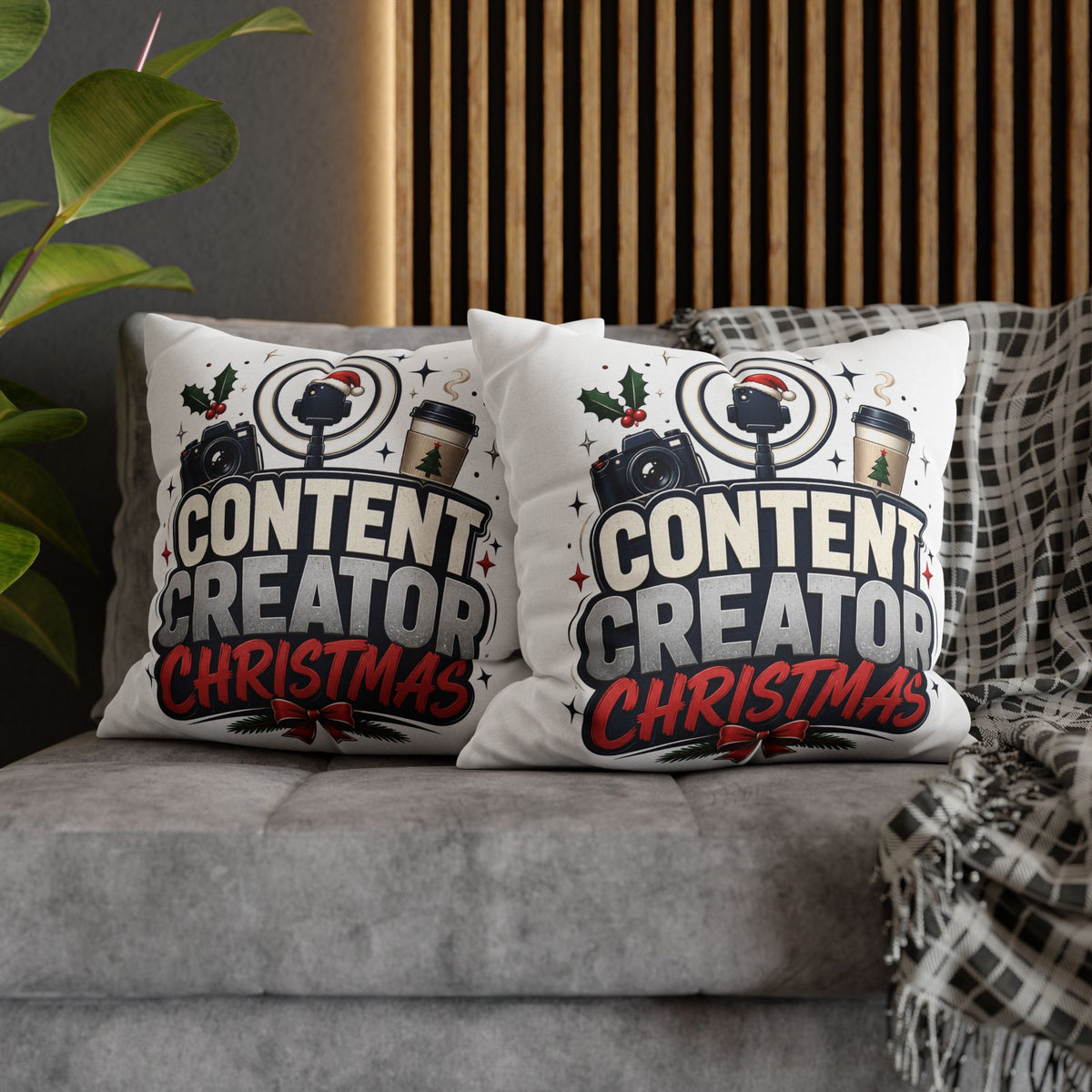 Content Creator Christmas Pillowcase Modern Day Christmas  — Holiday Social Media Creator Gift