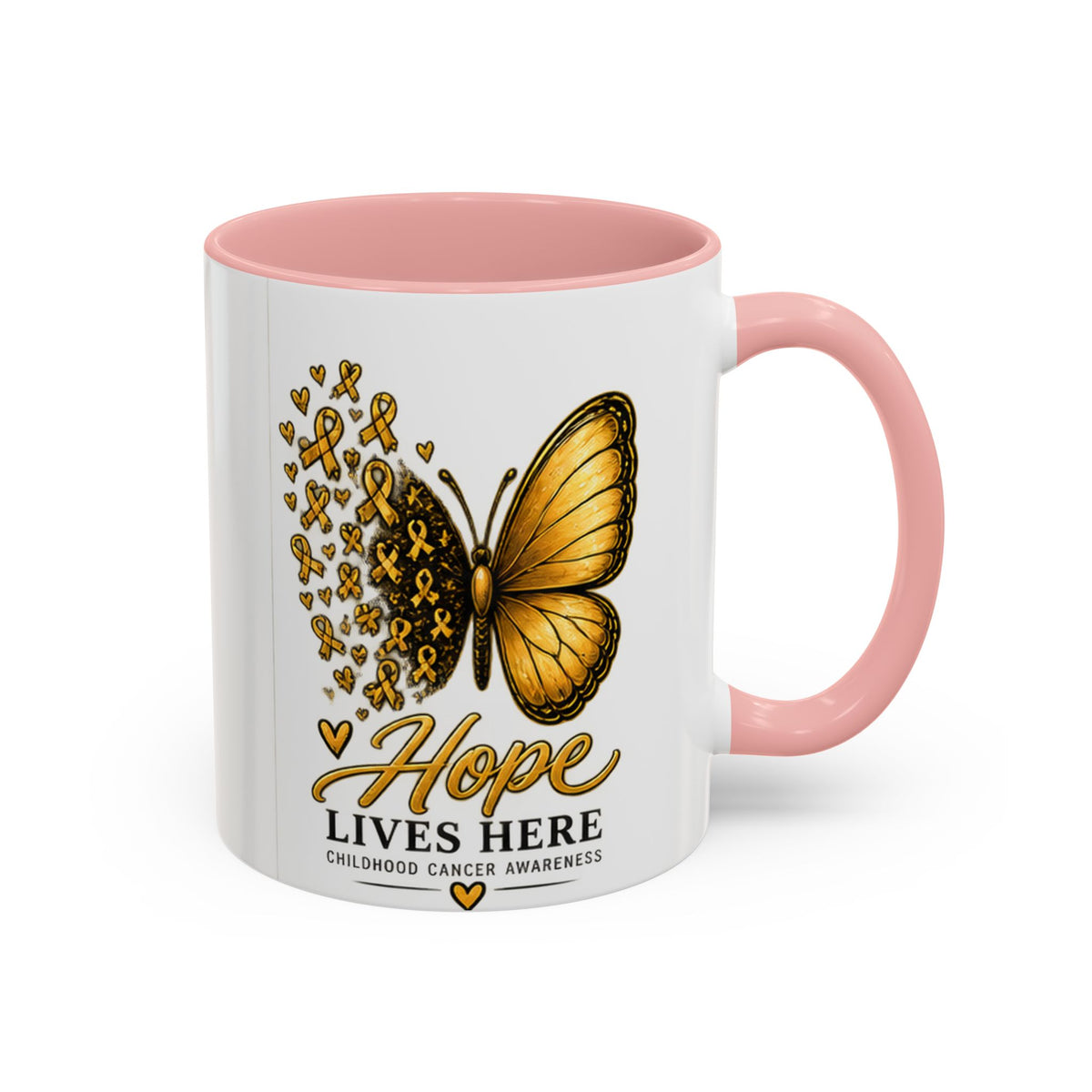 Hope Lives Here Childhood Cancer Awareness Accent Coffee Mug
