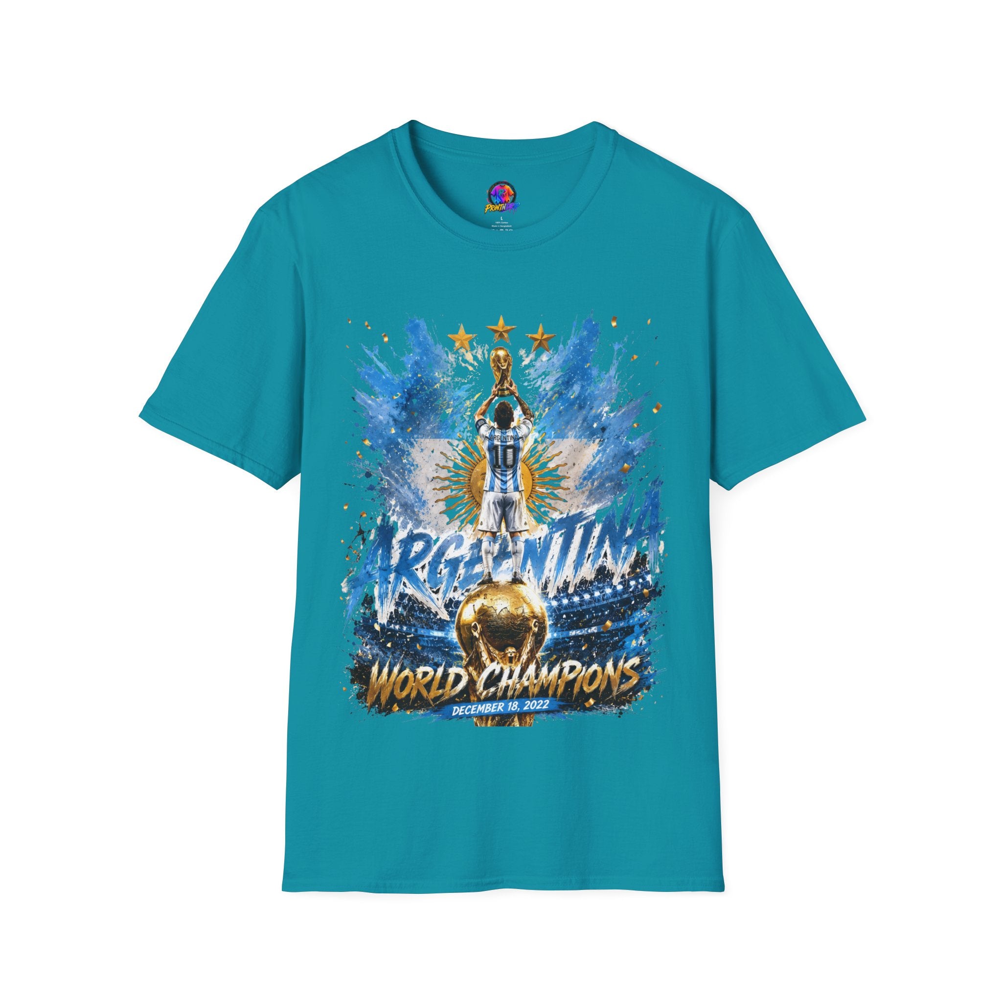 Argentina World Champions T‑Shirt — Soccer World Cup 3 Stars Tribute