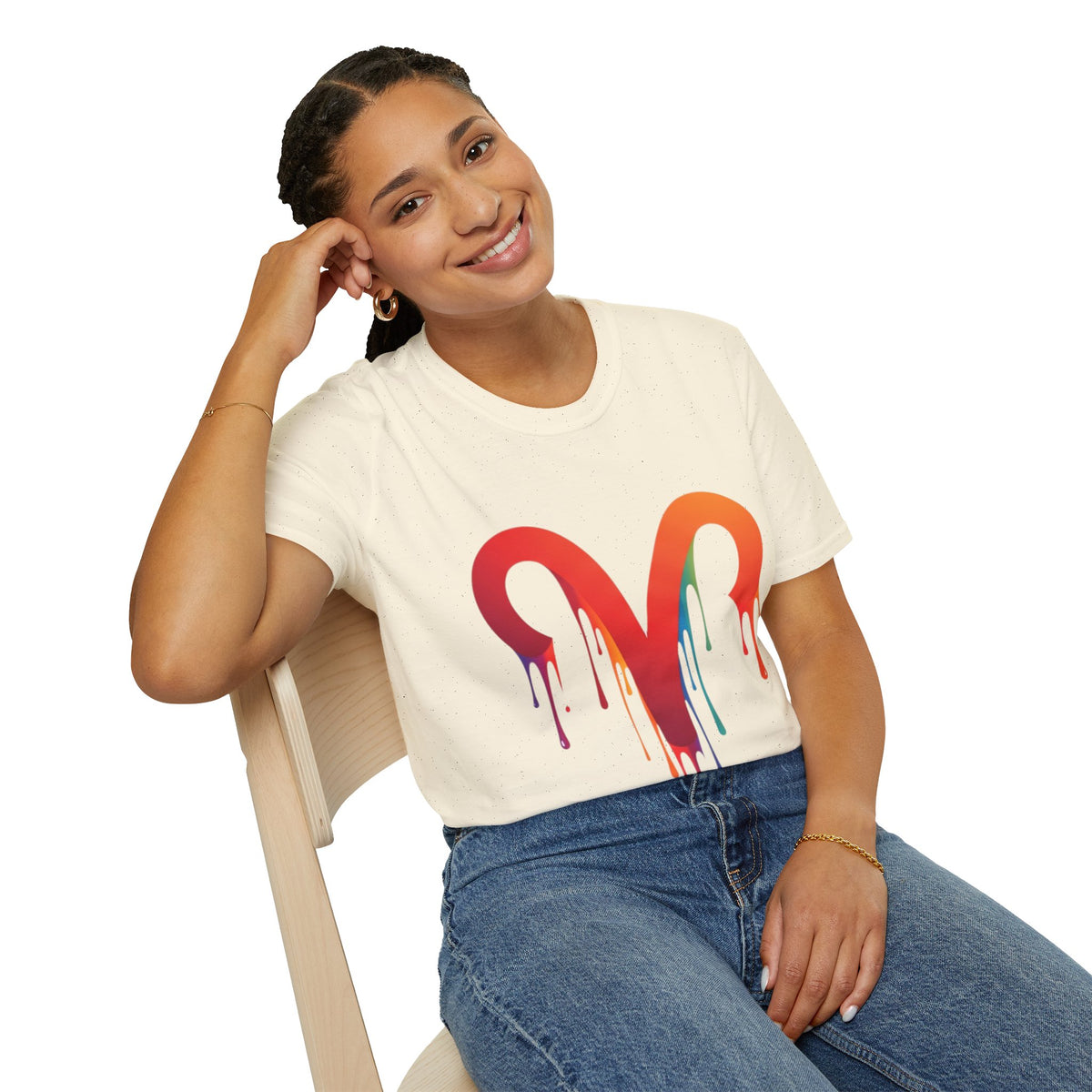 Aries Rainbow Drip T-Shirt — Colorful Dripping Zodiac Graphic Tee