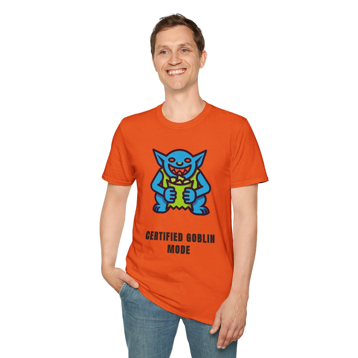 Gritty Goblin Graphic Tee - Cute Blue Goblin "Destined Goblin Mode" T-Shirt - Trending Now - September 2026