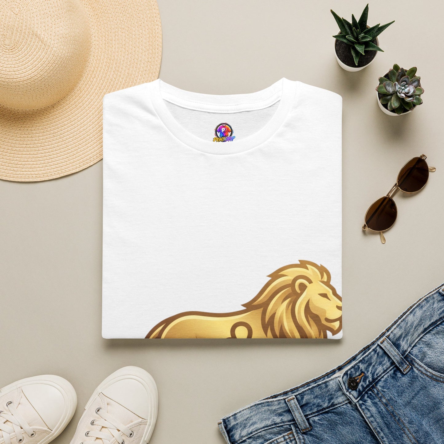 Leo Zodiac Lion T-Shirt — Gold Astrology Tee for Leo Birthdays & Zodiac Fans