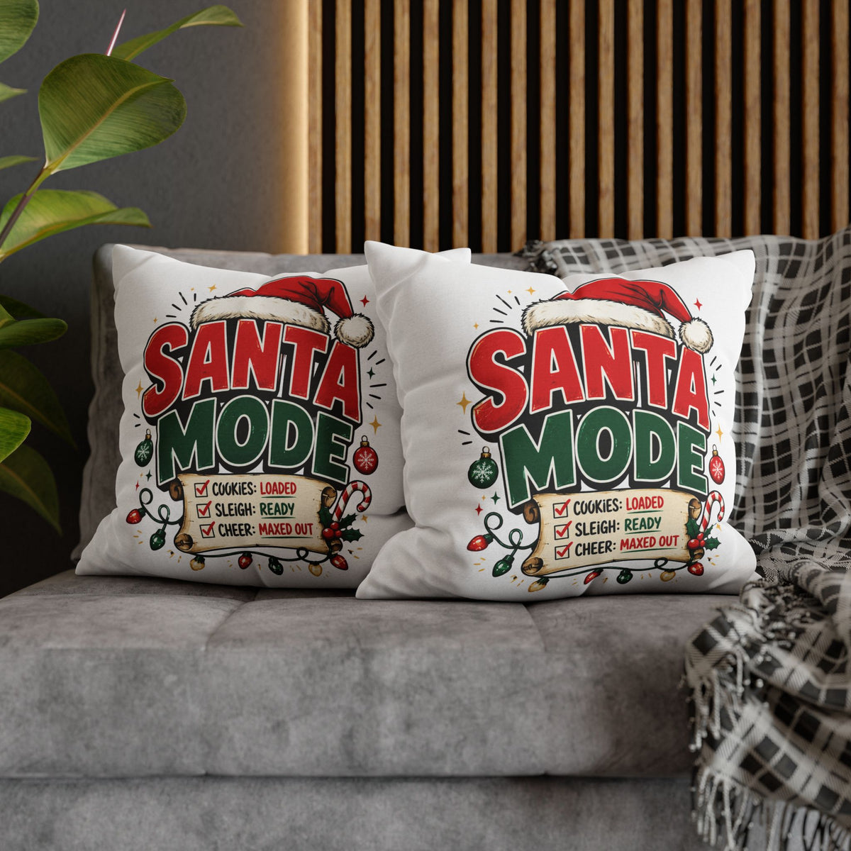 Christmas Santa Mode Holiday Throw Pillow — 'Santa Mode' Festive Decorative Pillowcase