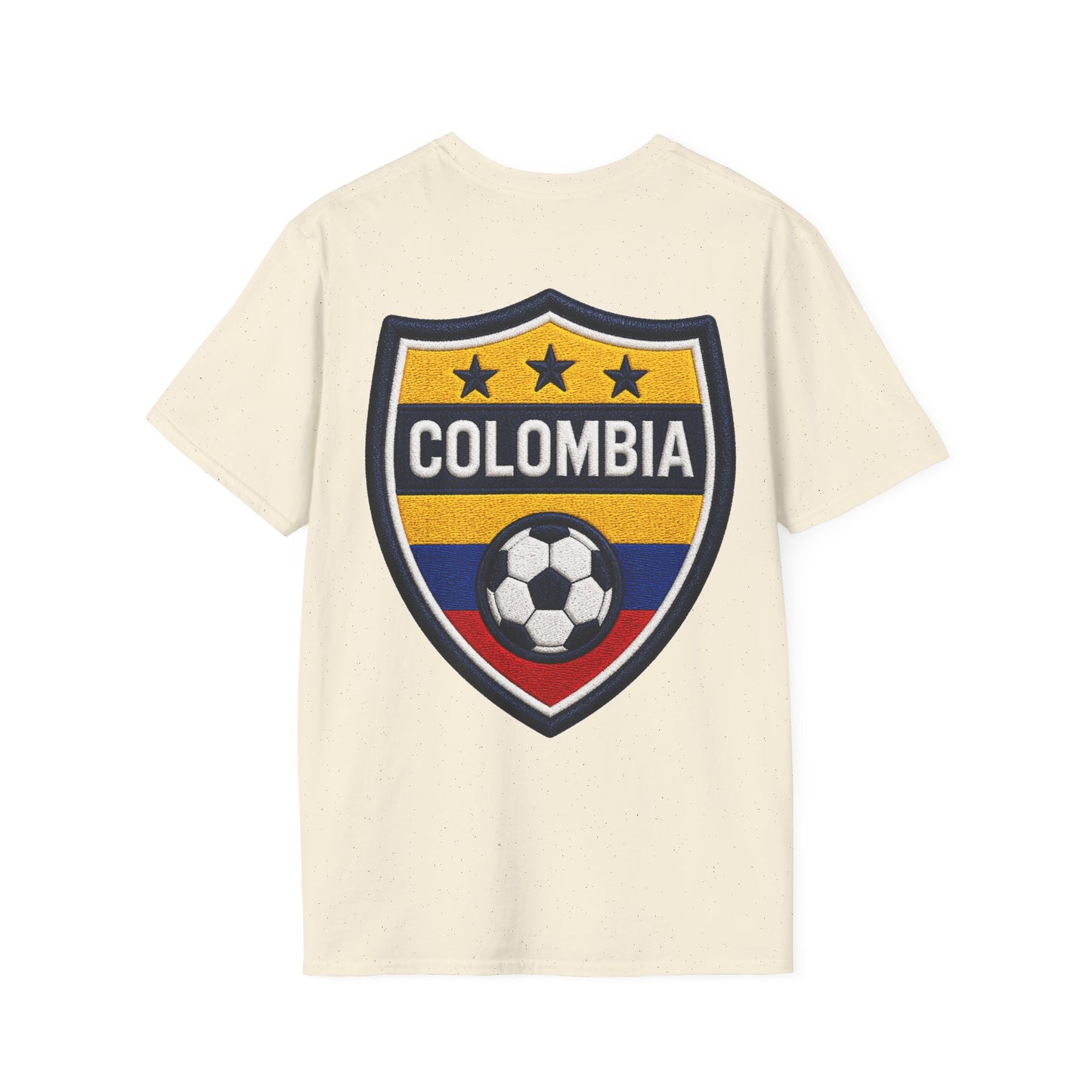 Columbia Soccer Player Graphic T-Shirt — "Golden Rhythm" Vibrant Beach Soccer Tee