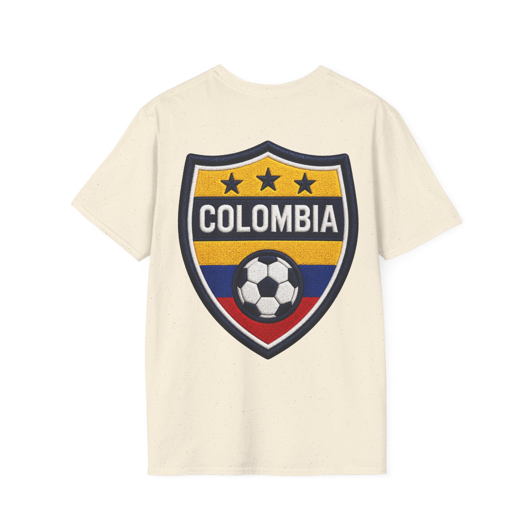 Columbia Soccer Player Graphic T-Shirt — "Golden Rhythm" Vibrant Beach Soccer Tee