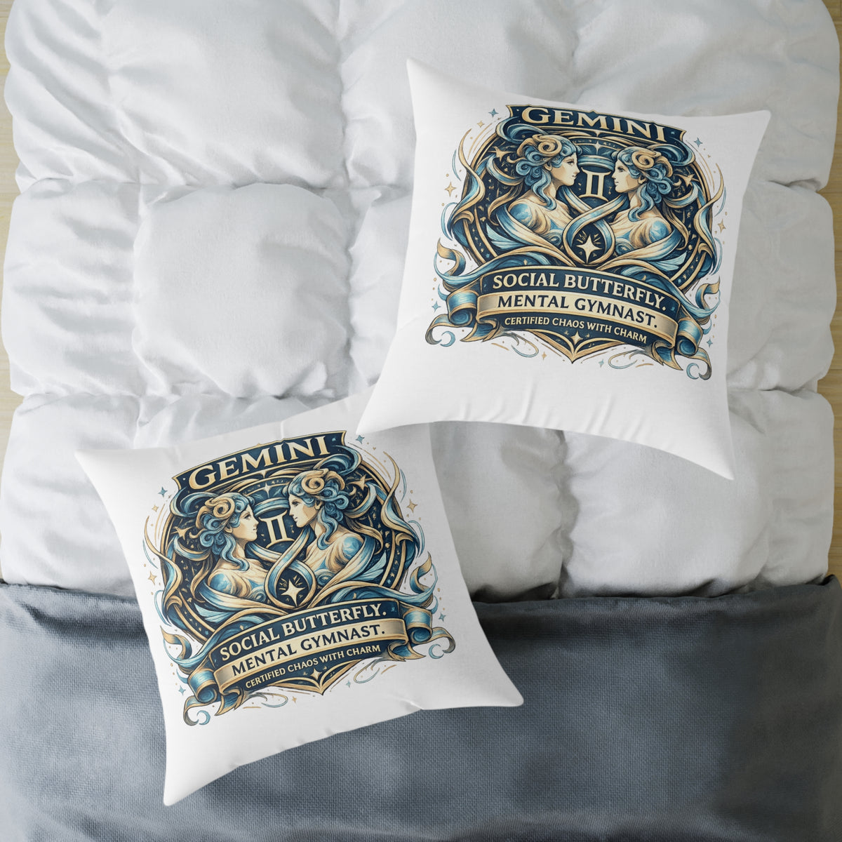 Gemini Zodiac Social Butterfly Square Poly Canvas Pillow