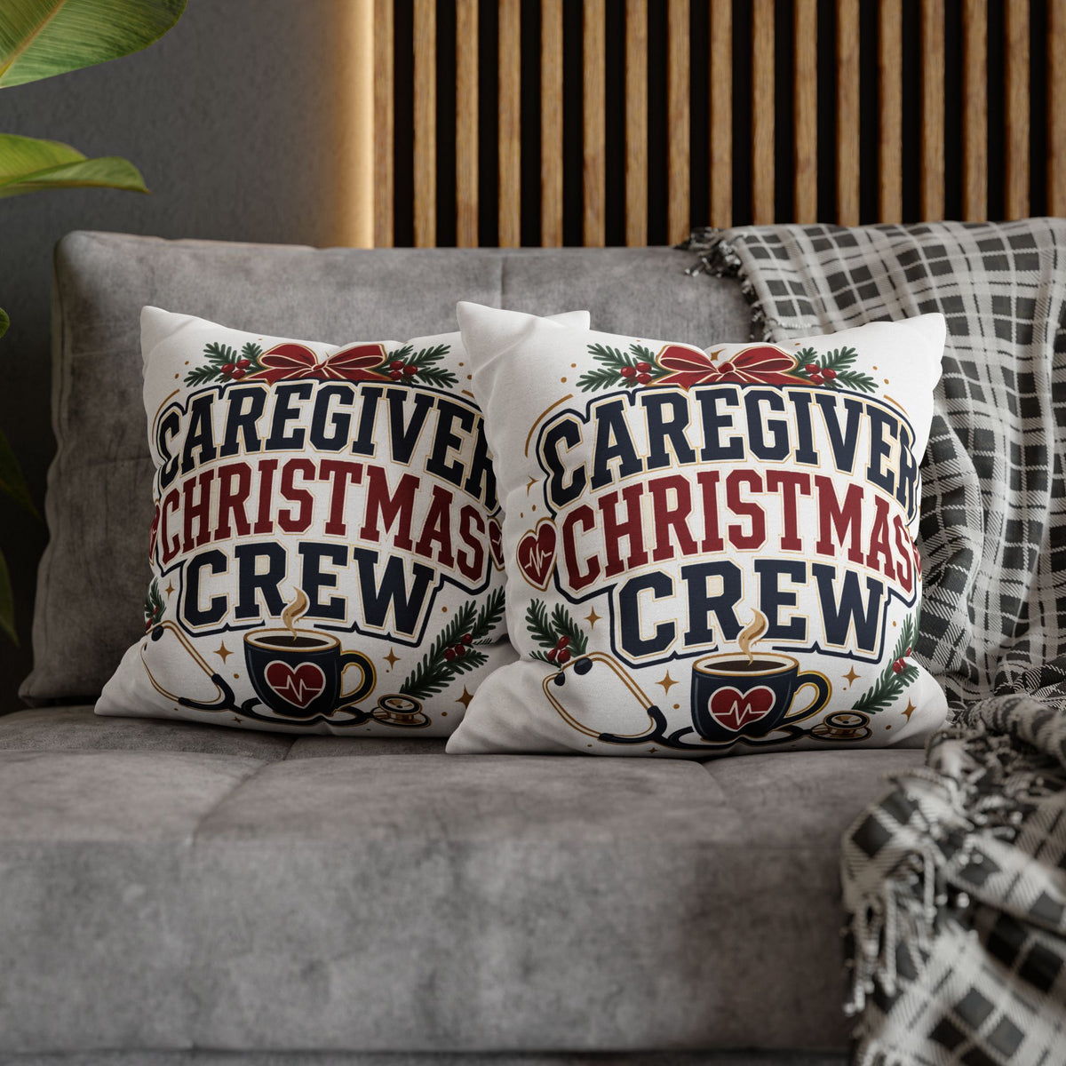 Caregiver Christmas Crew Pillowcase Modern Day Christmas – Festive Nurse & Healthcare Gift