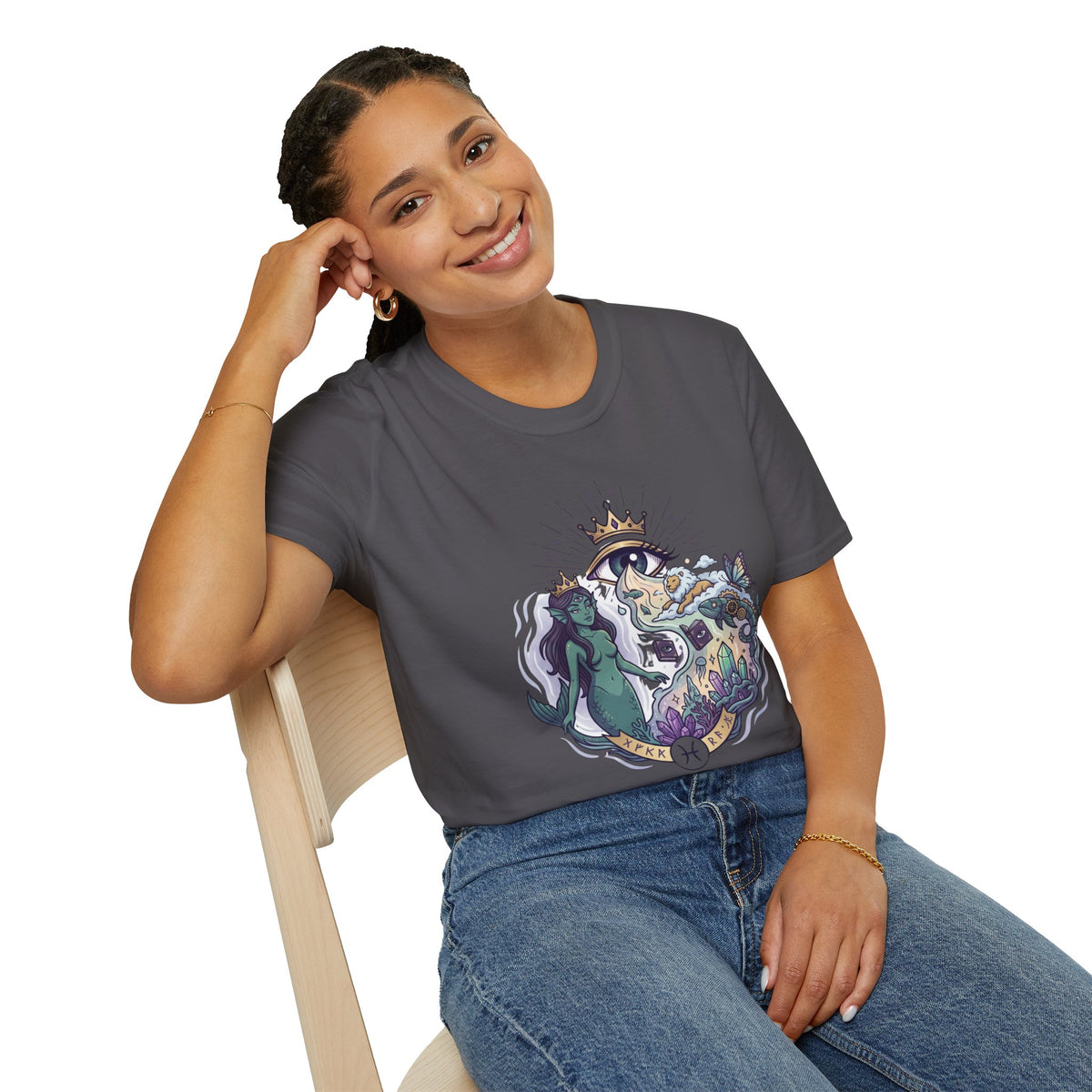 Pisces Zodiac Mystical Mermaid Art T-Shirt — "Sensitive soul with a wild imagination"