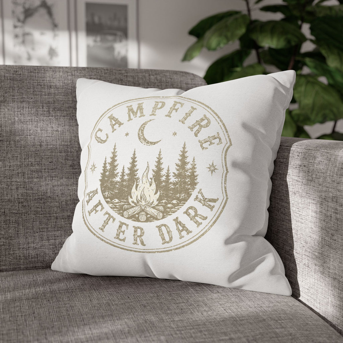 Campfire After Dark Decorative Pillowcase Milo Bailey Dog Dad Mom — Outdoor Rustic Woodland Accent