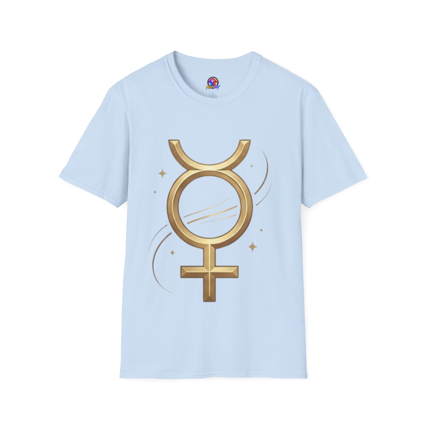 T-Shirt — Gold Mercury Astrology Symbol Tee (Mercury in Taurus)