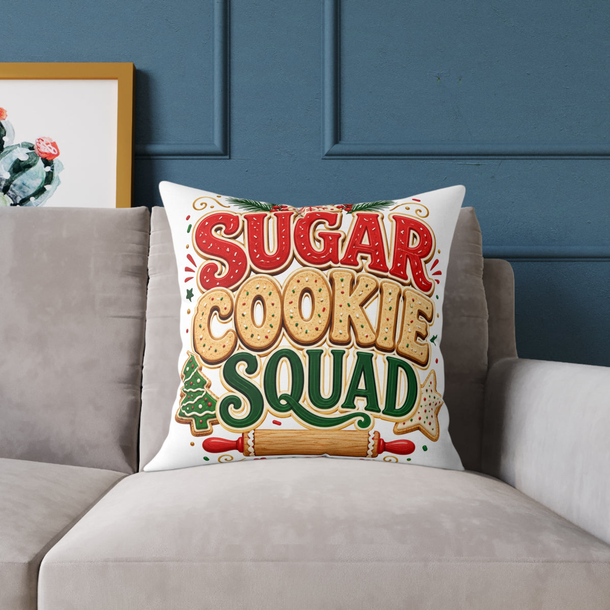 Christmas Sugar Cookie Squad Pillow – Christmas Holiday Decorative Throw Pillow