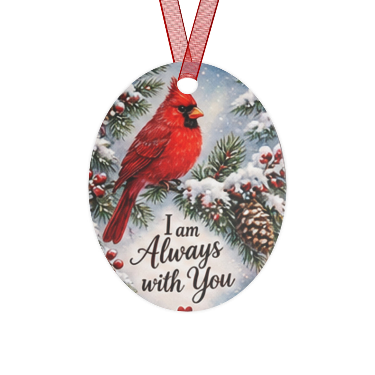 Cardinal Memorial Metal Ornament - "I Am Always With You" Holiday Keepsake