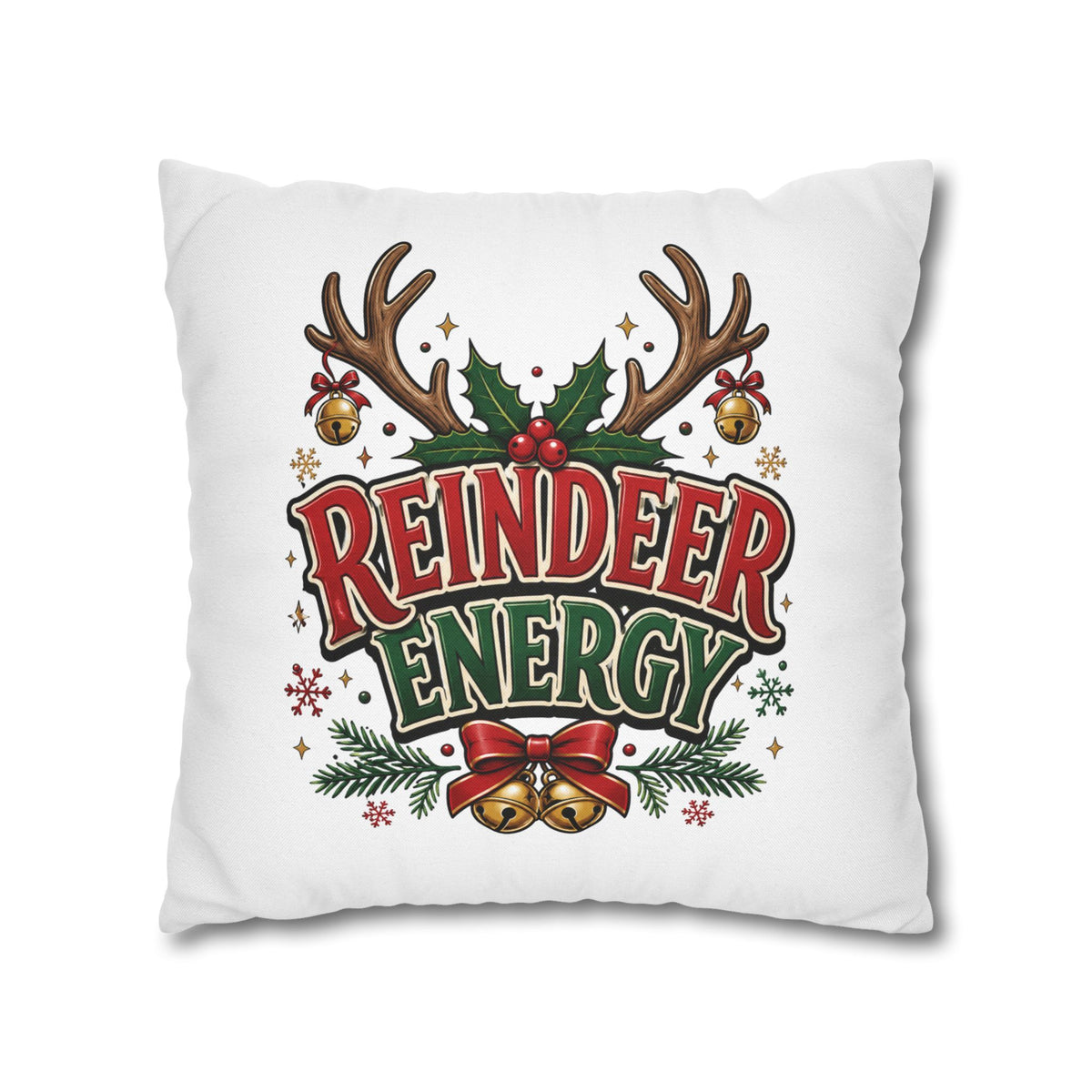 Christmas Reindeer Energy Holiday Pillowcase — Festive Christmas Decorative Throw Cover