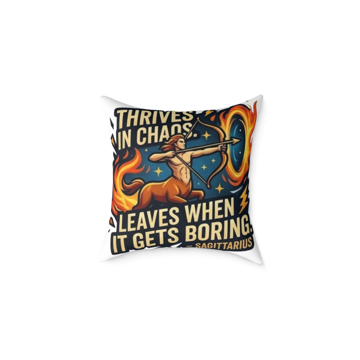 Sagittarius Zodiac Thrives In Chaos Square Poly Canvas Pillow