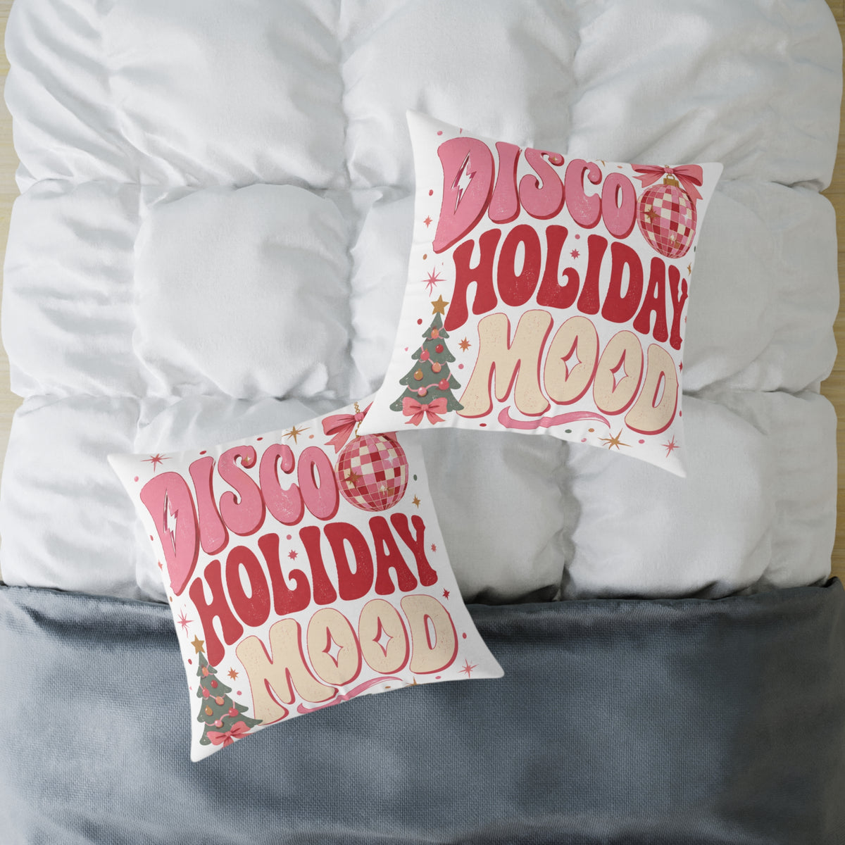 Modern Day Christmas Disco Holiday Mood Square Poly Canvas Pillow