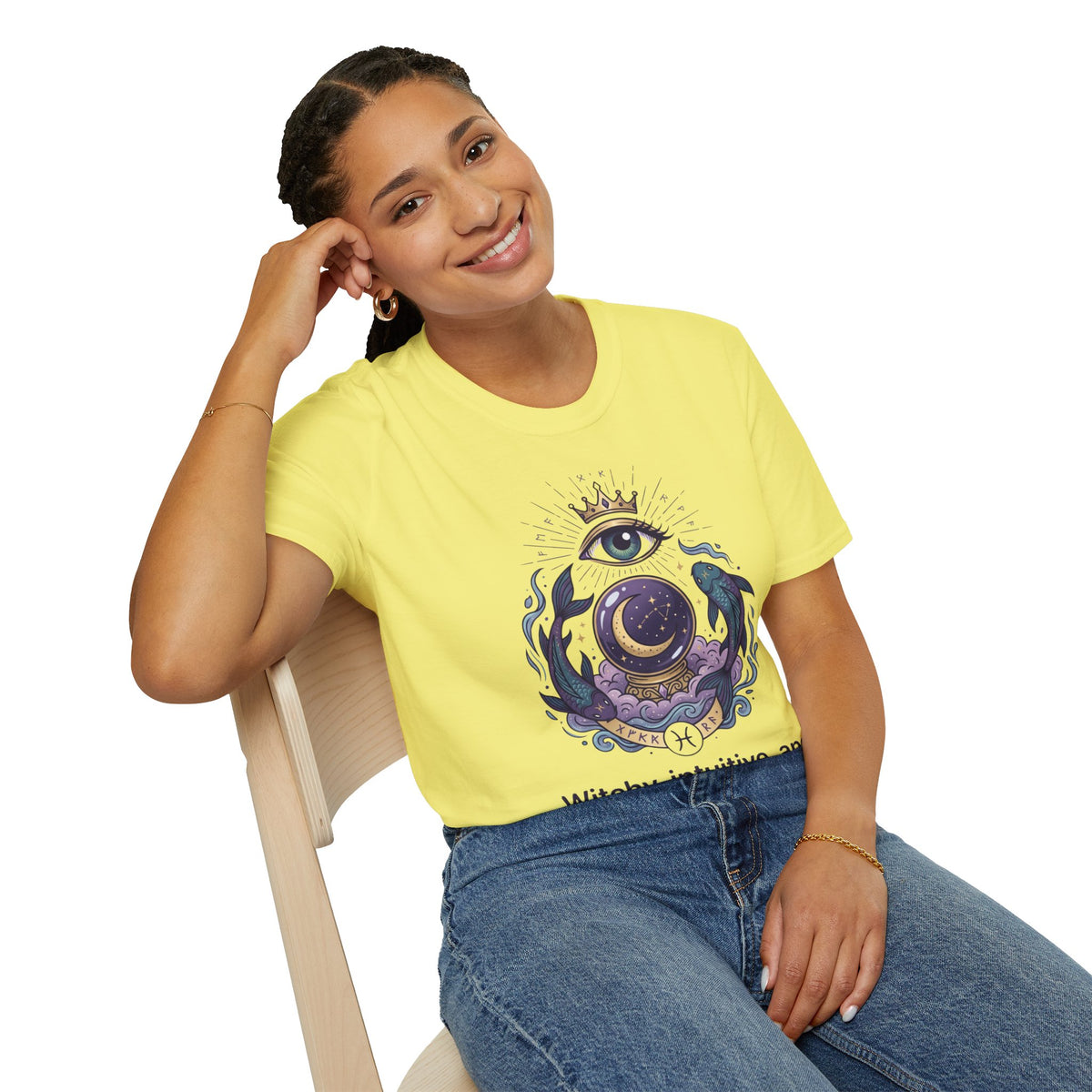 Pisces Mystic Eye T-Shirt — Witchy Astrology Moon & Crown Design