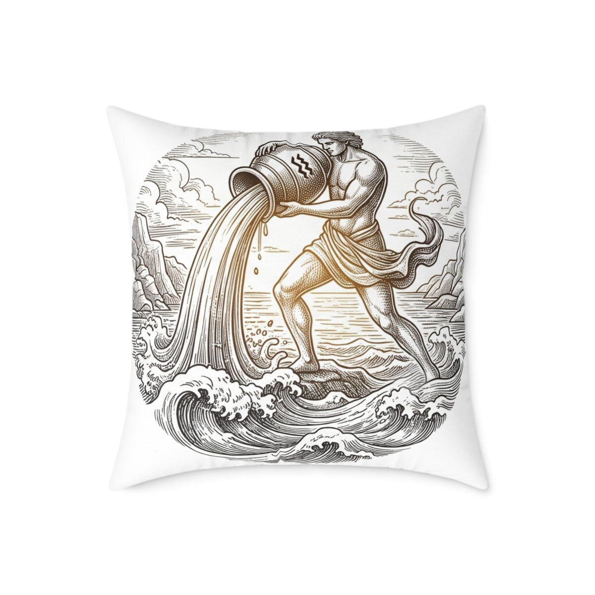 Aquarius Zodiac Pillow — Water-Bearer Astrology Throw Pillow