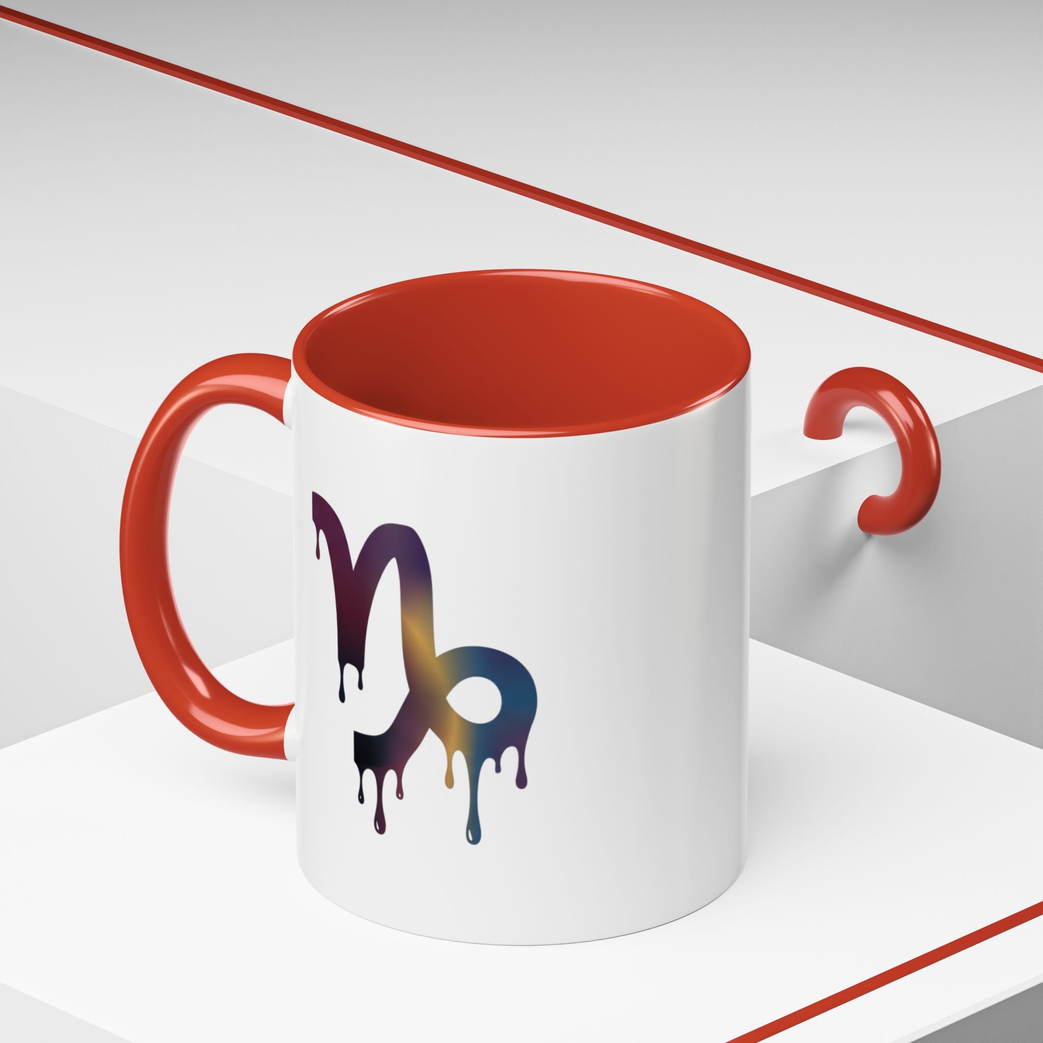 Capricorn Drip Accent Coffee Mug — Zodiac Symbol Gradient