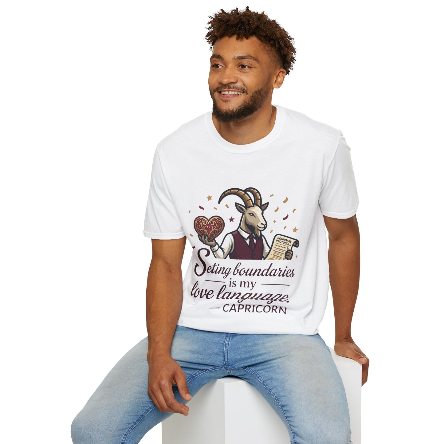 Capricorn T-Shirt — "Setting Boundaries is My Love Language" Zodiac Goat Tee