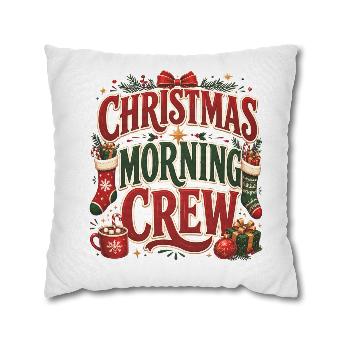 Christmas Spun Square Pillowcase  Morning Crew Pillowcase