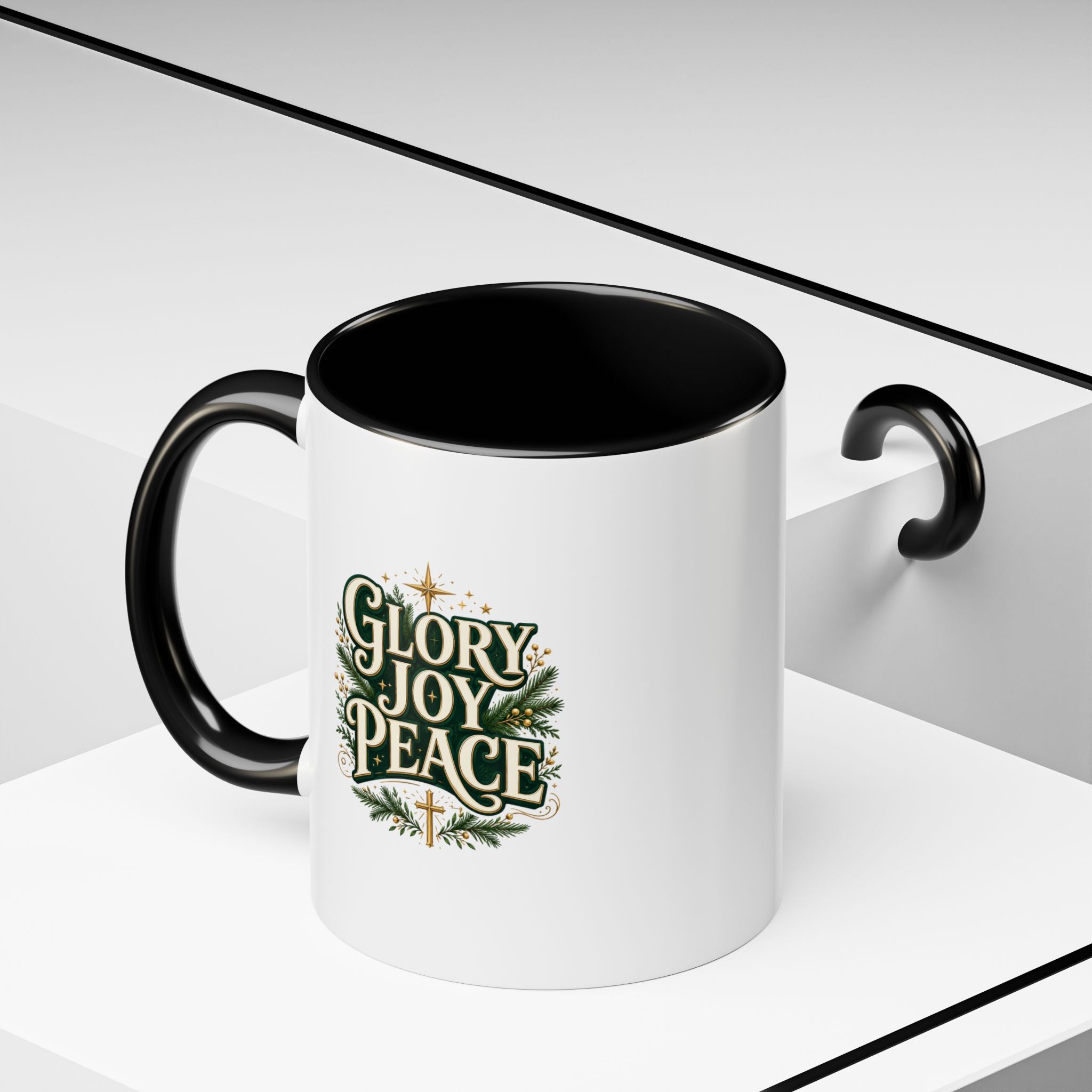 Glory Joy Peace Christmas Coffee Mug - Holiday Scripture Accent Mug