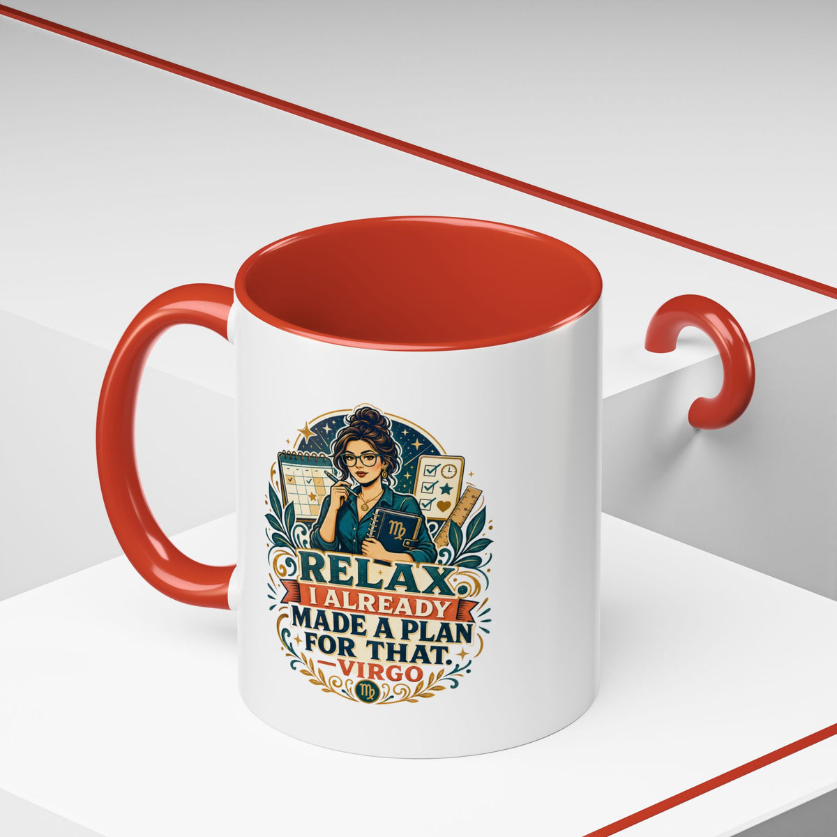 Virgo Zodiac Mug Accent Coffee Mug — "Relax I Already Made a Plan for That" Virgo Astrology Mug