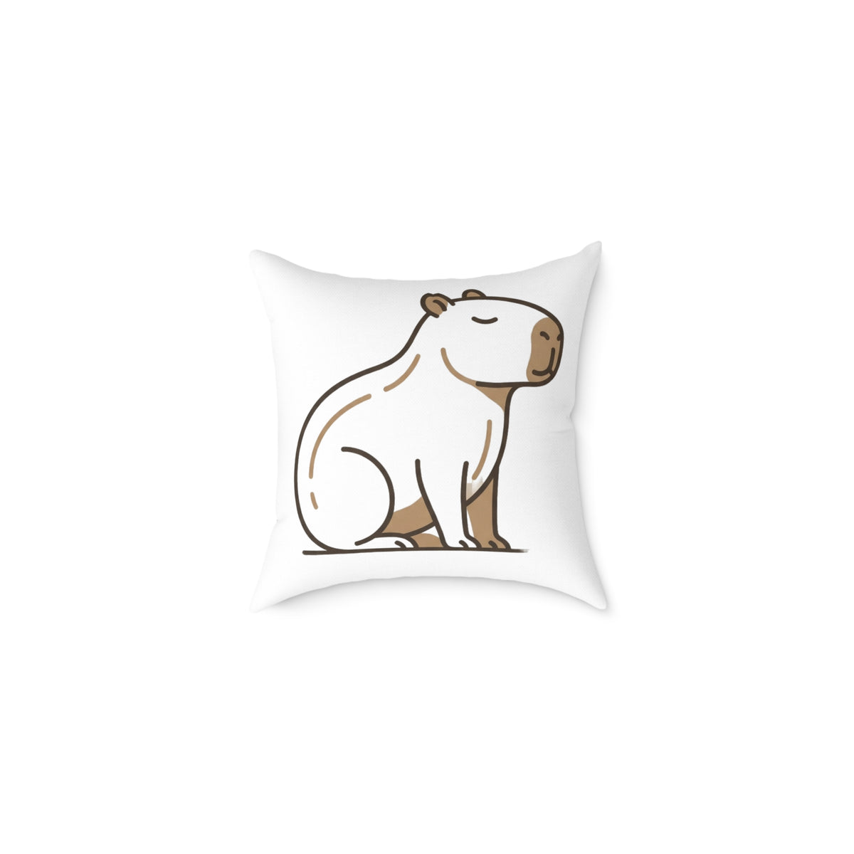 Funny Capybara Cartoon Square Throw Pillow – Cute Relaxed Capybara Decorative Cushion