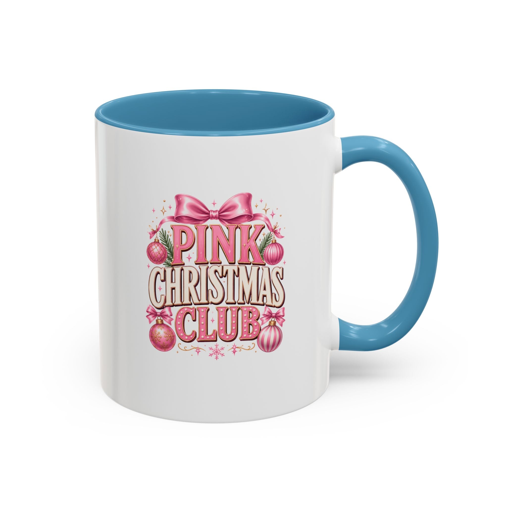 Pink Christmas Club Accent Coffee Mug — Festive Holiday Coffee Cup