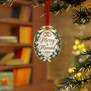 Merry & Married 2026 Metal Ornament — Wedding Keepsake Christmas  Holiday Decoration