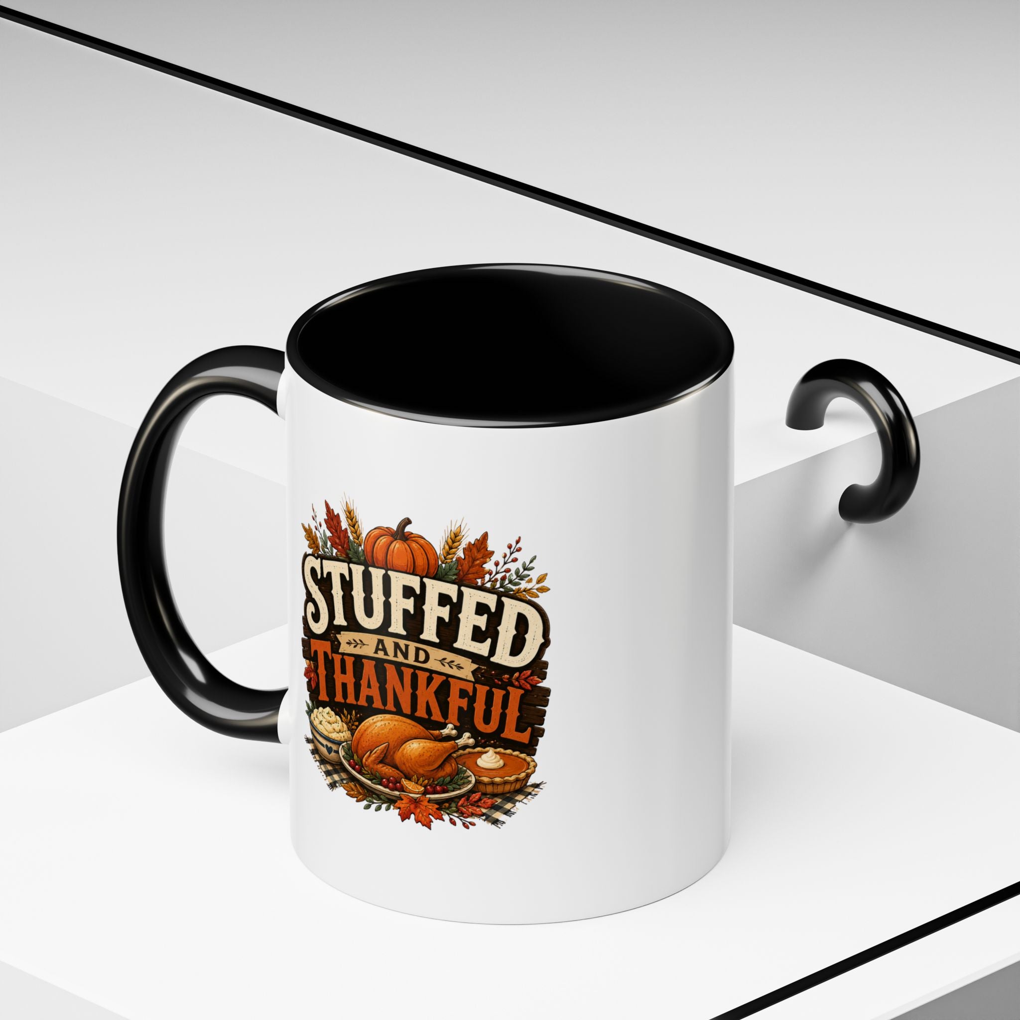 Thanksgiving Mug Stuffed and Thankful Coffee Mug — Thanksgiving Fall Holiday Kitchen Gift