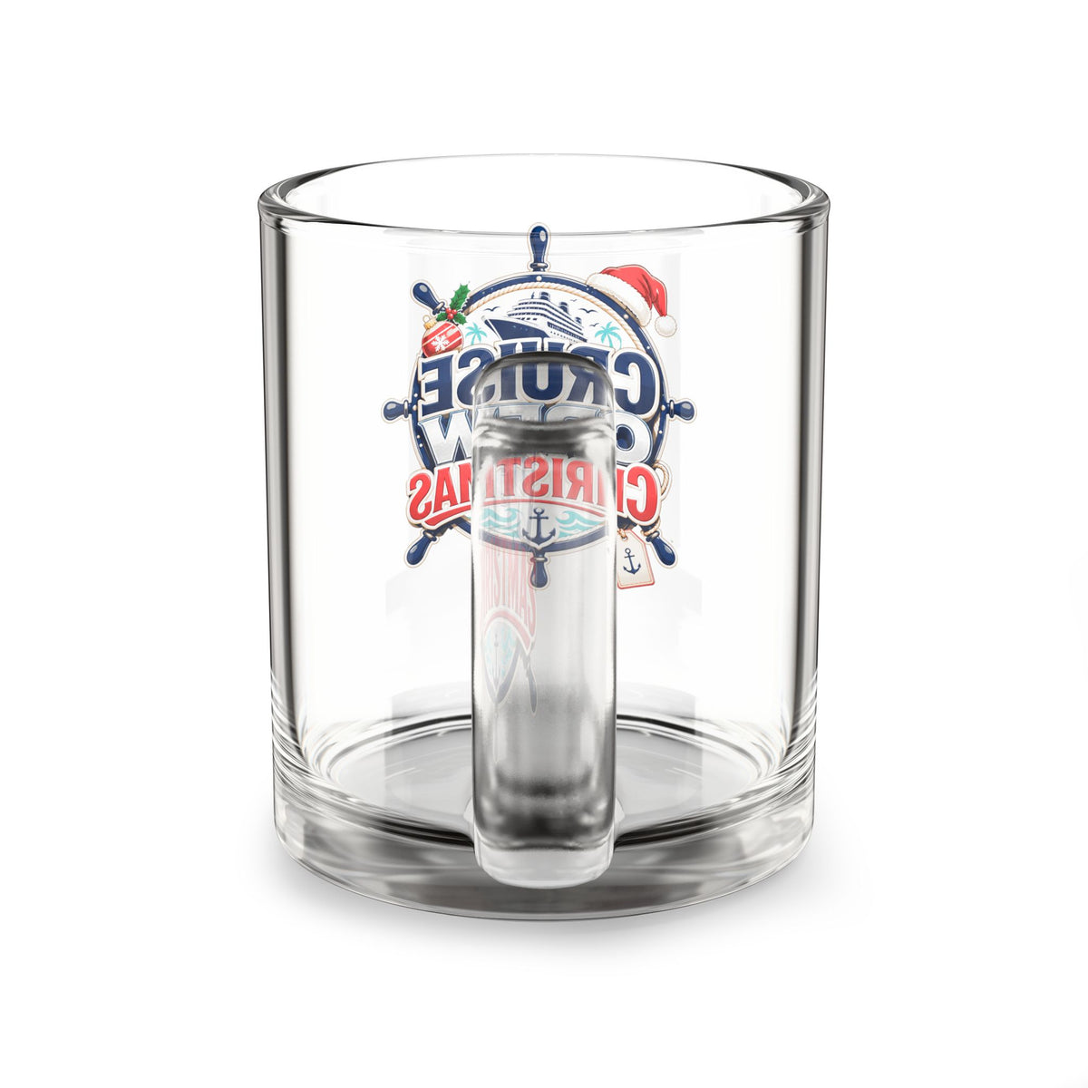 Modern Day Christmas Glass Mug  10oz Cruise Crew Christmas Glass Mug — 10 oz Holiday Nautical Coffee Cup