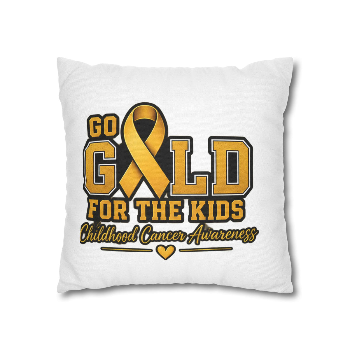 Childhood Cancer Awareness Pillow - "Go Gold For The Kids" Square Throw Pillowcase