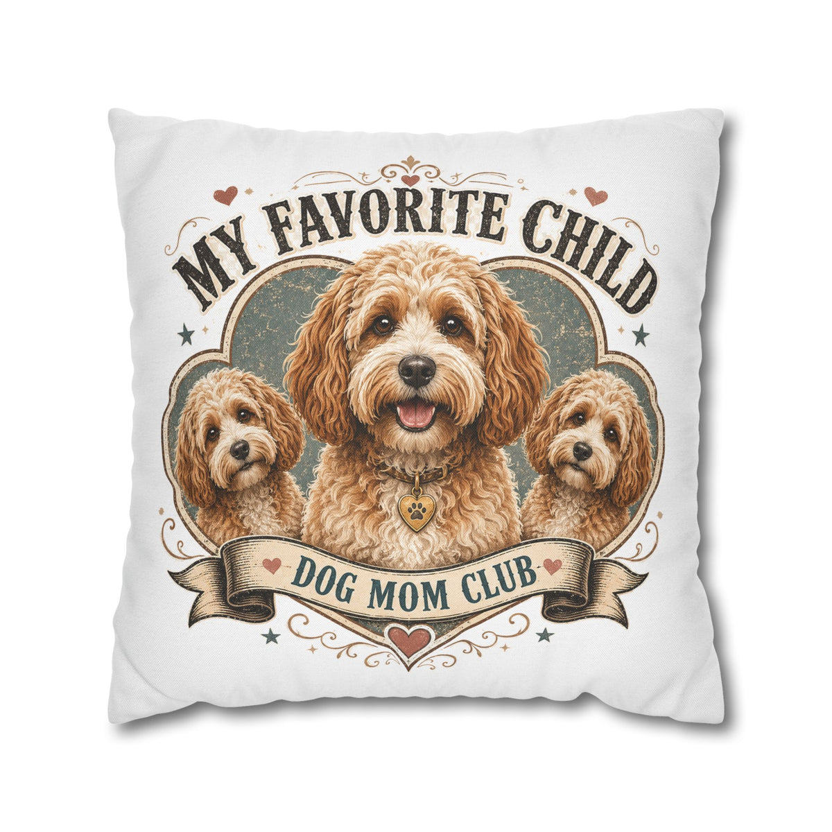 My Favorite Child Dog Mom Club Pillowcase  Milo Bailey Dog Dad Mom— Cute Doodle Pet Throw Pillow Cover
