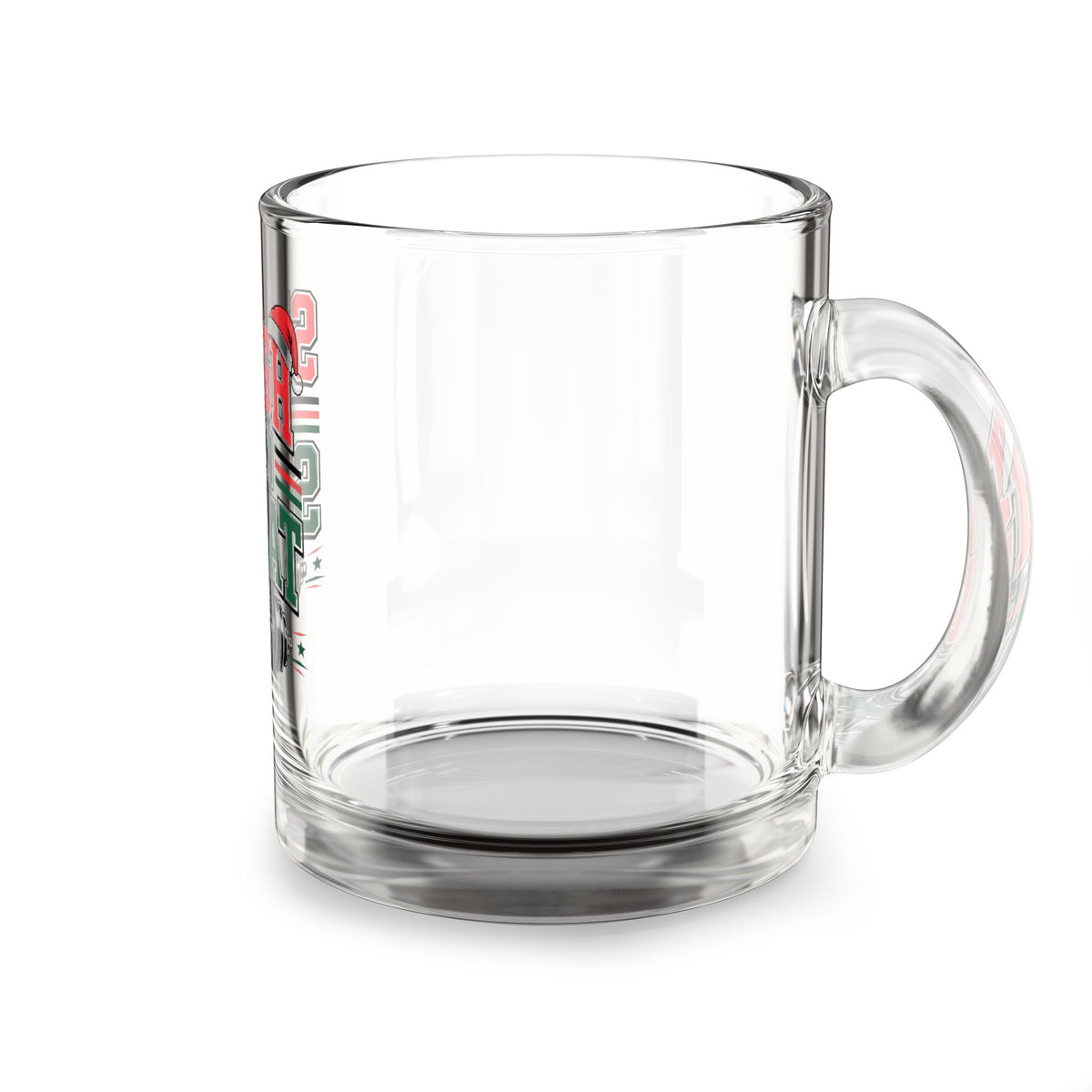 Modern Day Christmas Glass Mug  10oz Glass Mug — "Sleigh Then Sweat" Christmas Fitness Mug, Holiday Gym Coffee Cup
