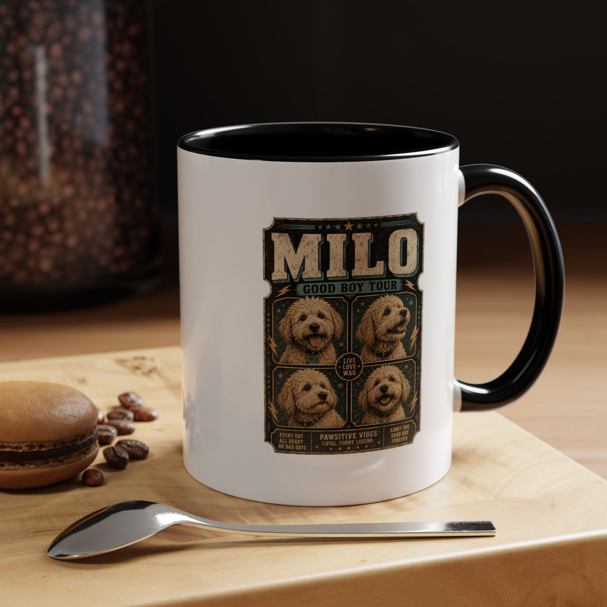 Milo Bailey Dog Dad Mom Personalized Milo Dog Coffee Mug — "Good Boy Tour" Accent Mug