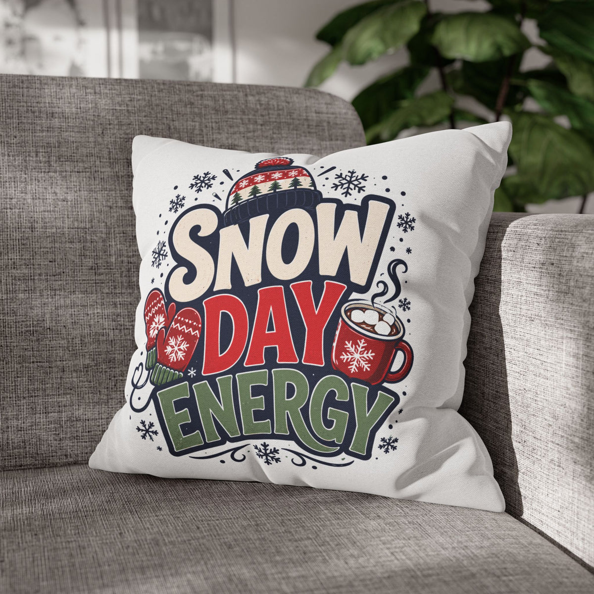 Christmas Snow Day Energy Pillowcase — Cozy Winter Decorative Throw Pillow Cover