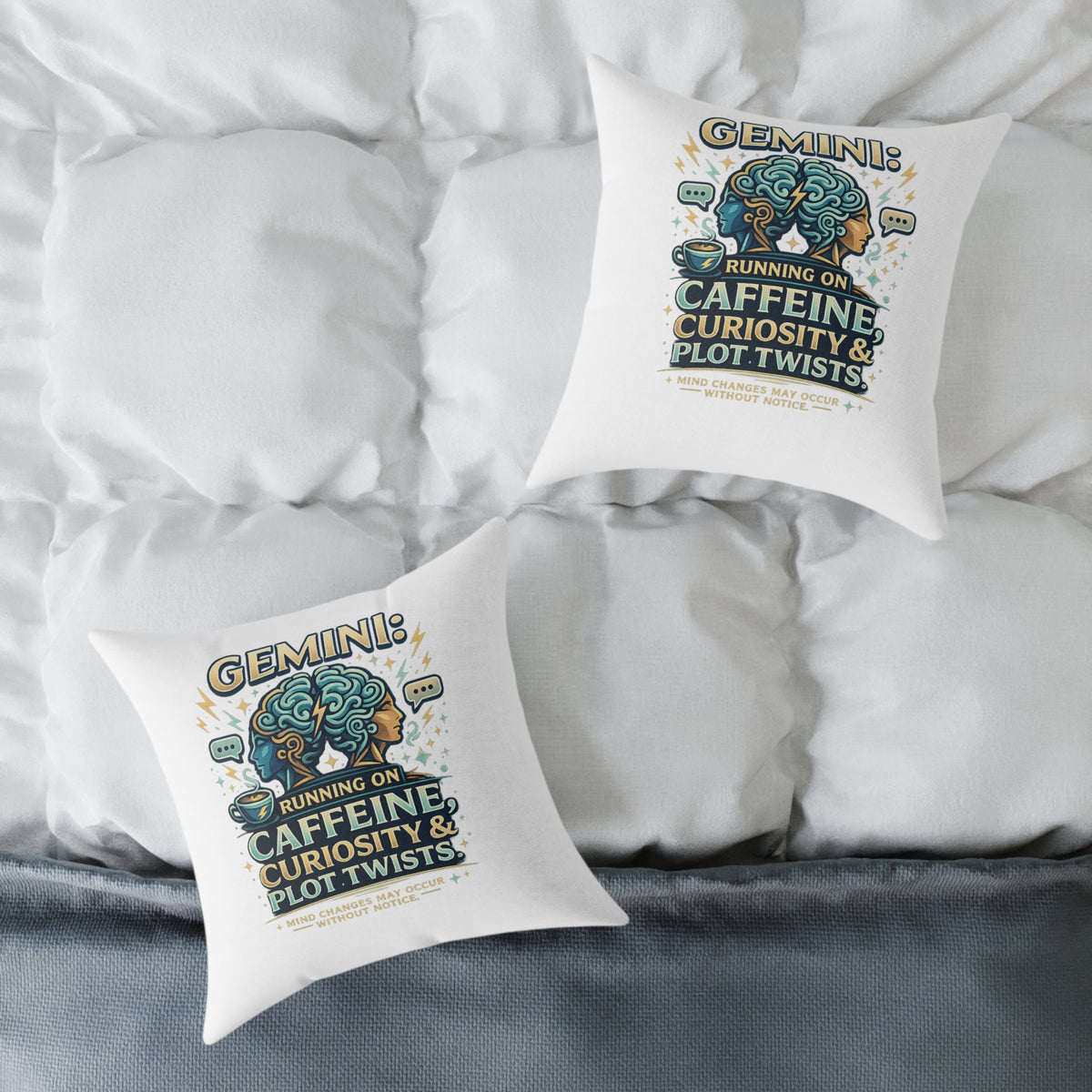 Gemini Zodiac Running On Caffeine Square Poly Canvas Pillow