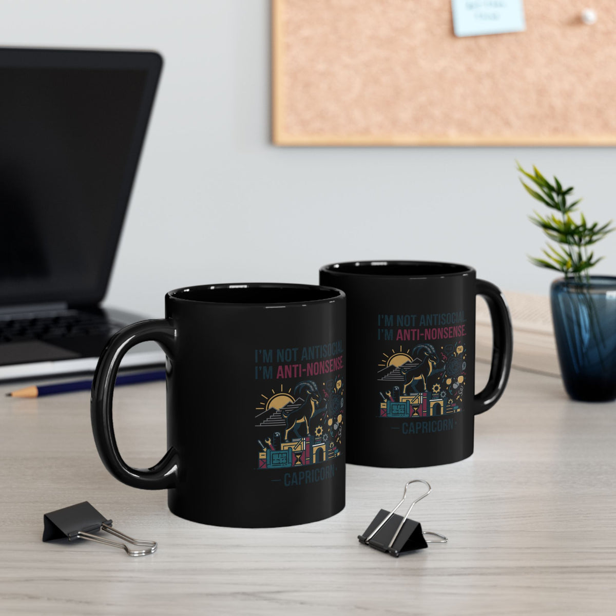 Capricorn Mug - "Not Antisocial, Anti-Nonsense" Astrology Coffee Cup