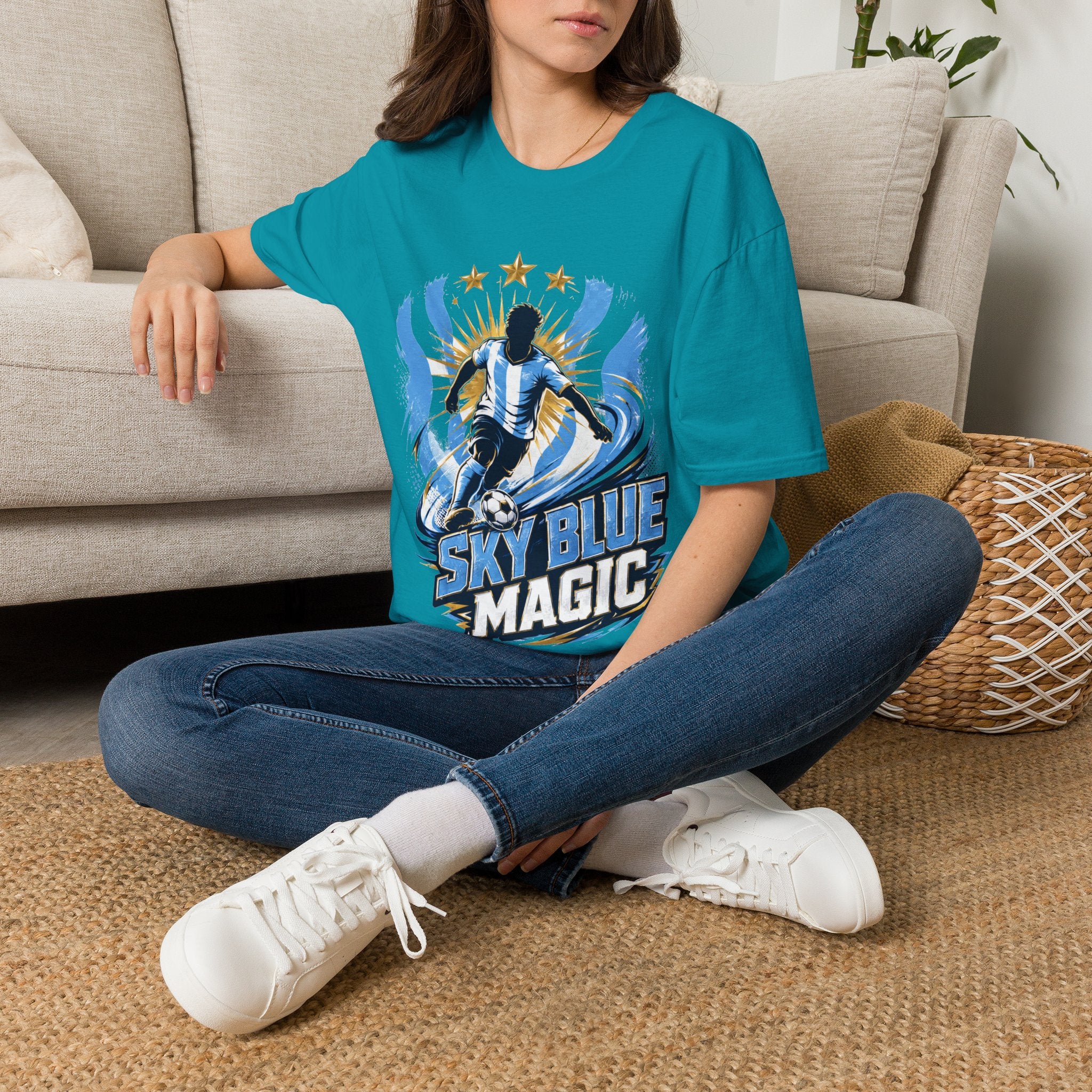 Argentina Sky Blue Magic Soccer T-Shirt — Argentinian Football Player Graphic Tee