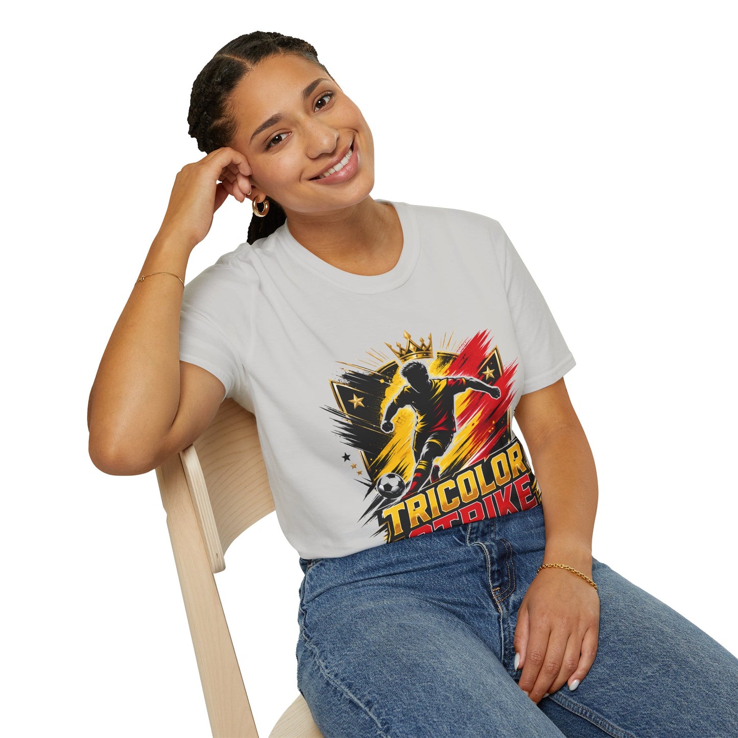 Belgium Soccer T-Shirt — 'Tricolor Strike' Graphic Jersey Tee