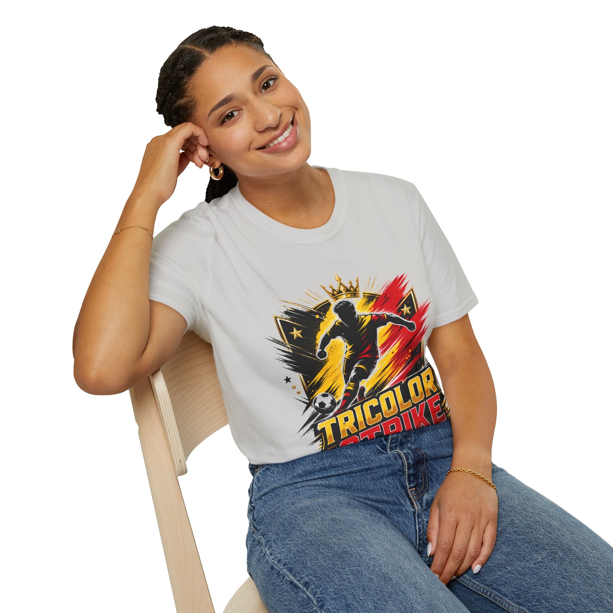 Belgium Soccer T-Shirt — 'Tricolor Strike' Graphic Jersey Tee