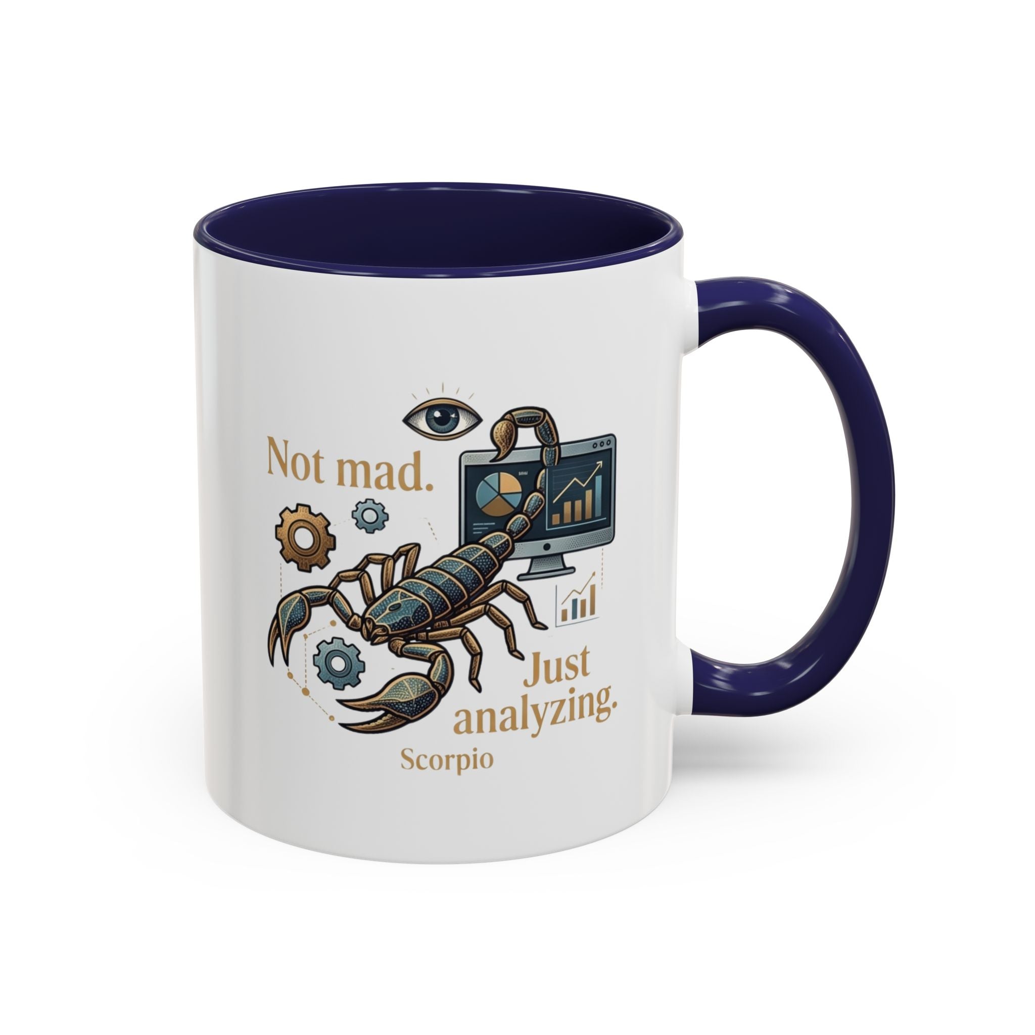 Scorpio Coffee Mug — "Not Mad. Just Analyzing." Accent 11/15oz