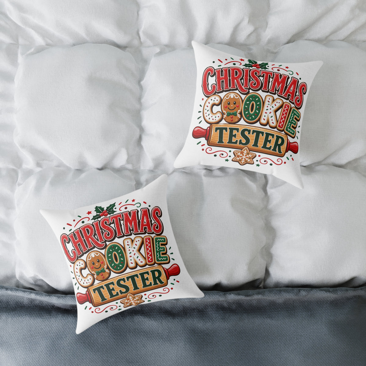 Christmas Cookie Tester Pillow — Festive Holiday Throw Pillow for Baking Lovers