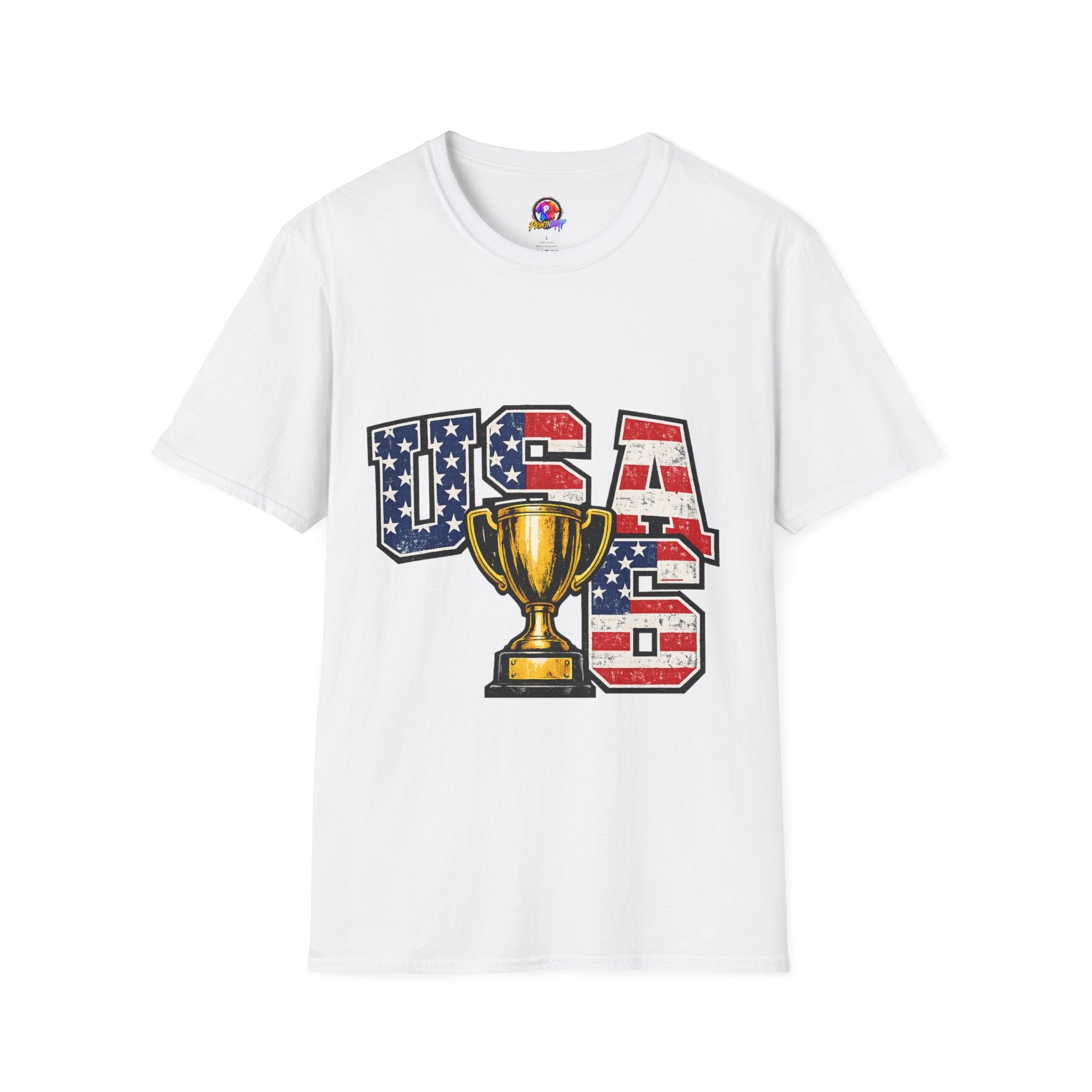 USA Trophy T-Shirt — Patriotic American Flag Graphic Tee