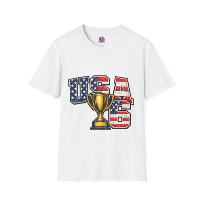 USA Trophy T-Shirt — Patriotic American Flag Graphic Tee