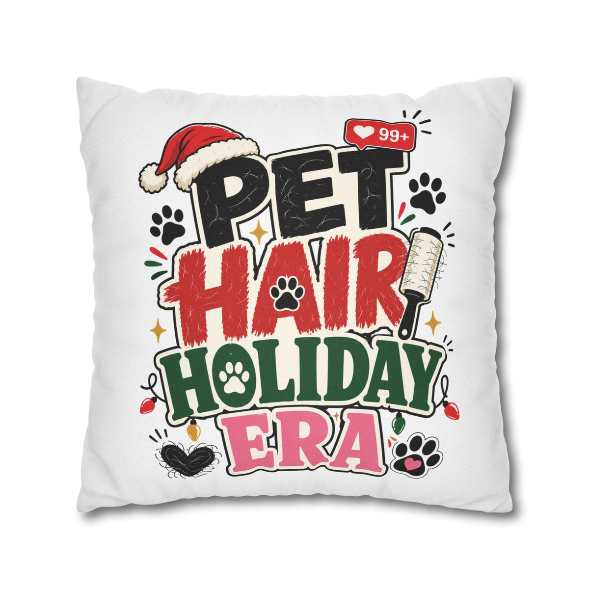 Pet Hair Holiday Pillowcase  Modern Day Christmas — Cute Christmas Pet Lover Decor